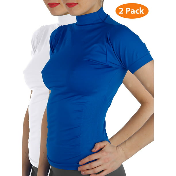 Ladies Womens Plain Turtle Polo Neck Long Sleeve Crop Top Short Stretch T Shirt